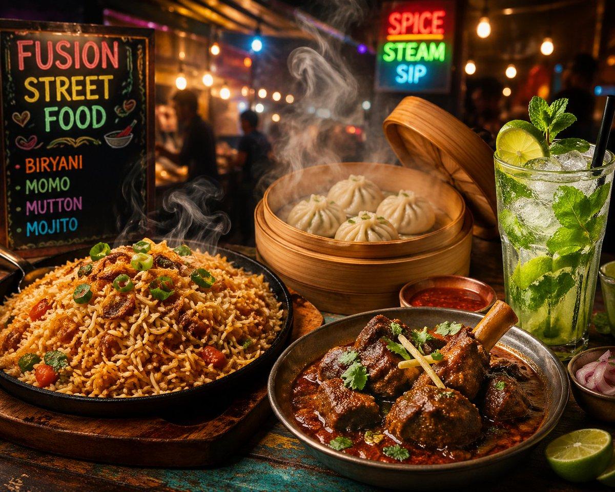 Vibrant Fusion Street Food Scene - AI image template preview