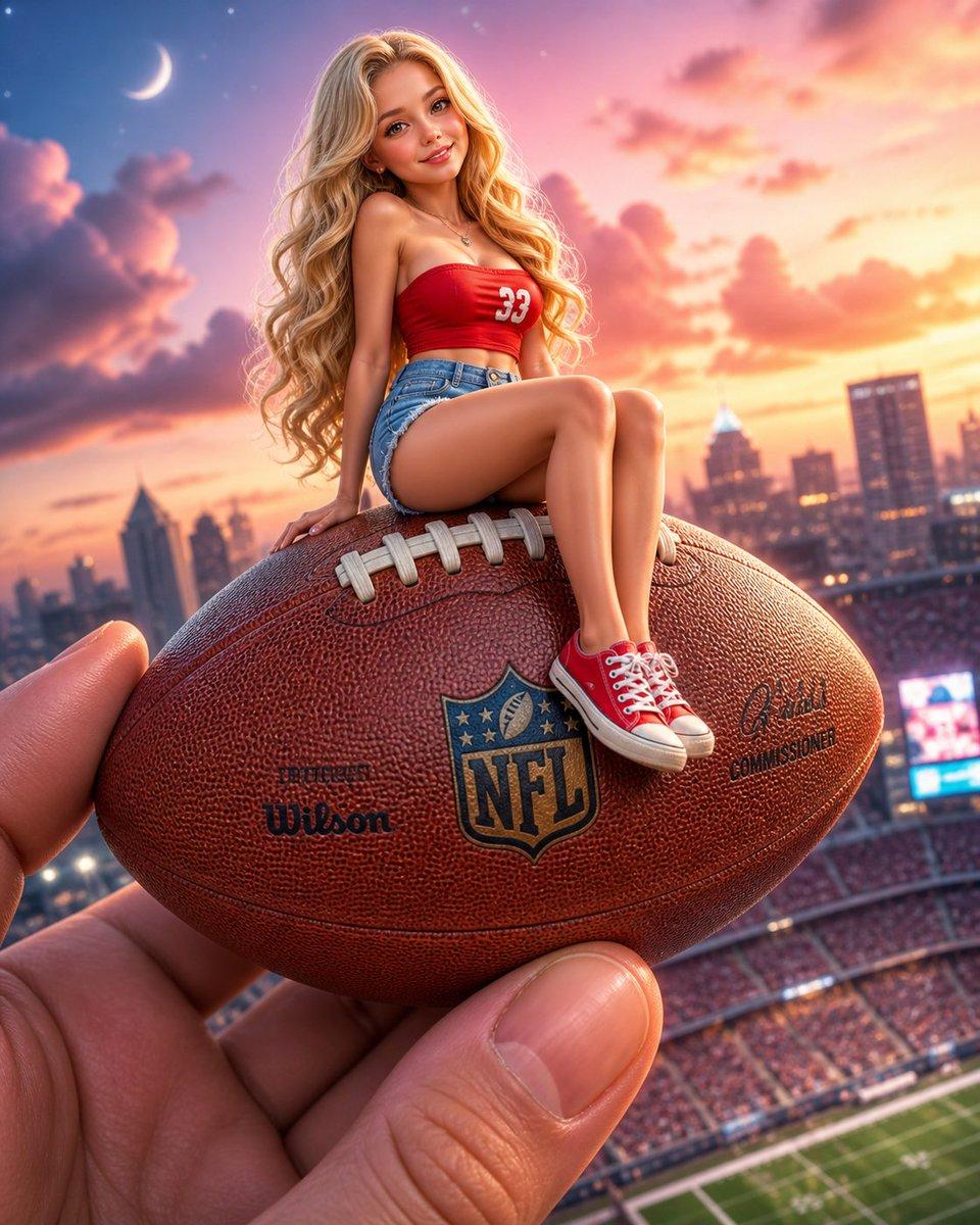 Miniature Girl on Giant Football - AI image template preview