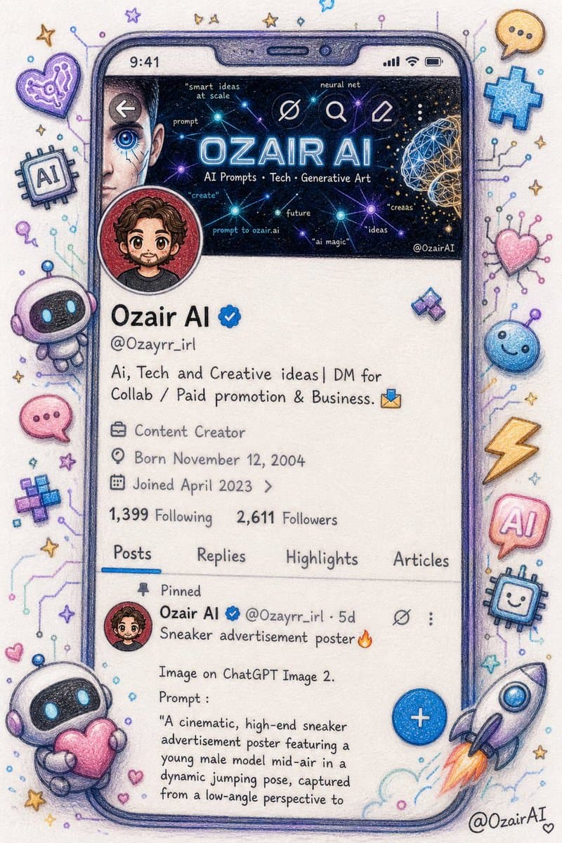 Twitter Profile Doodle Art Transformation - AI image template preview
