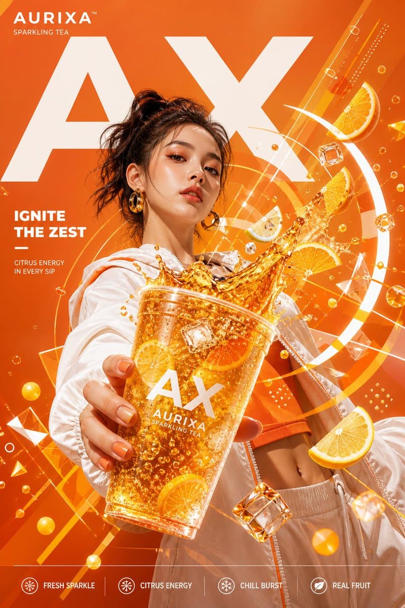 Modern Beverage Commercial Poster - AI image template preview