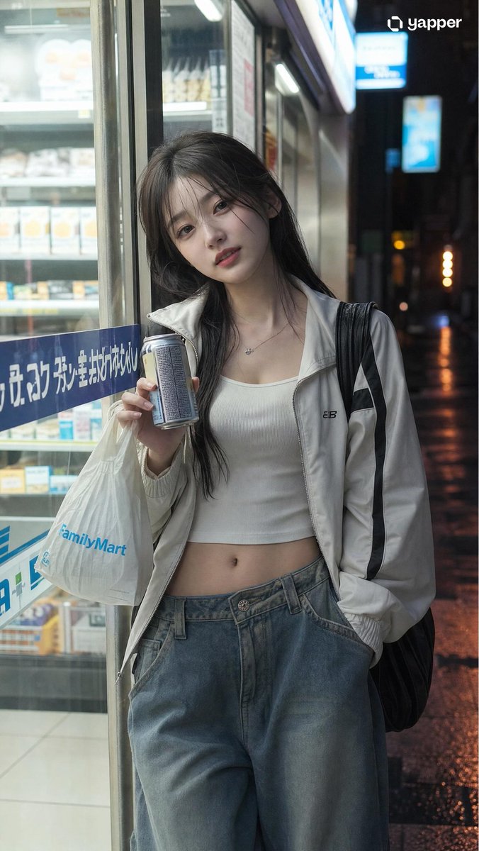 Japanese Girl Urban Night Portrait - AI image template preview