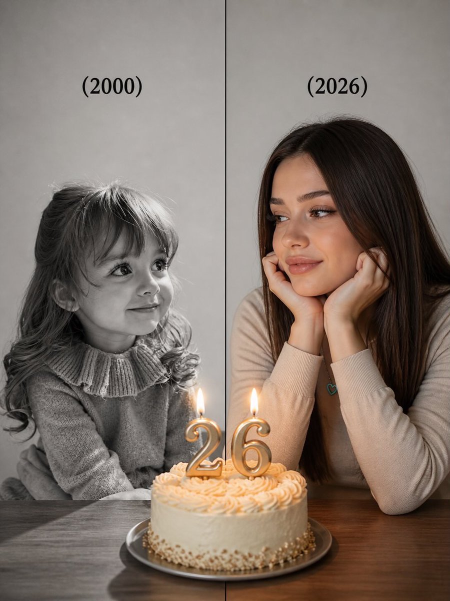 Split-Time Birthday Portrait - AI image template preview