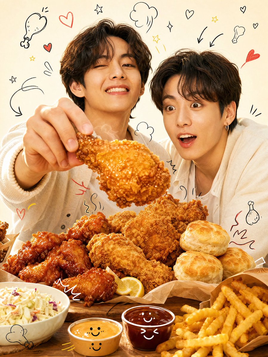 K-Pop Style Food Ad with Doodles - AI image template preview