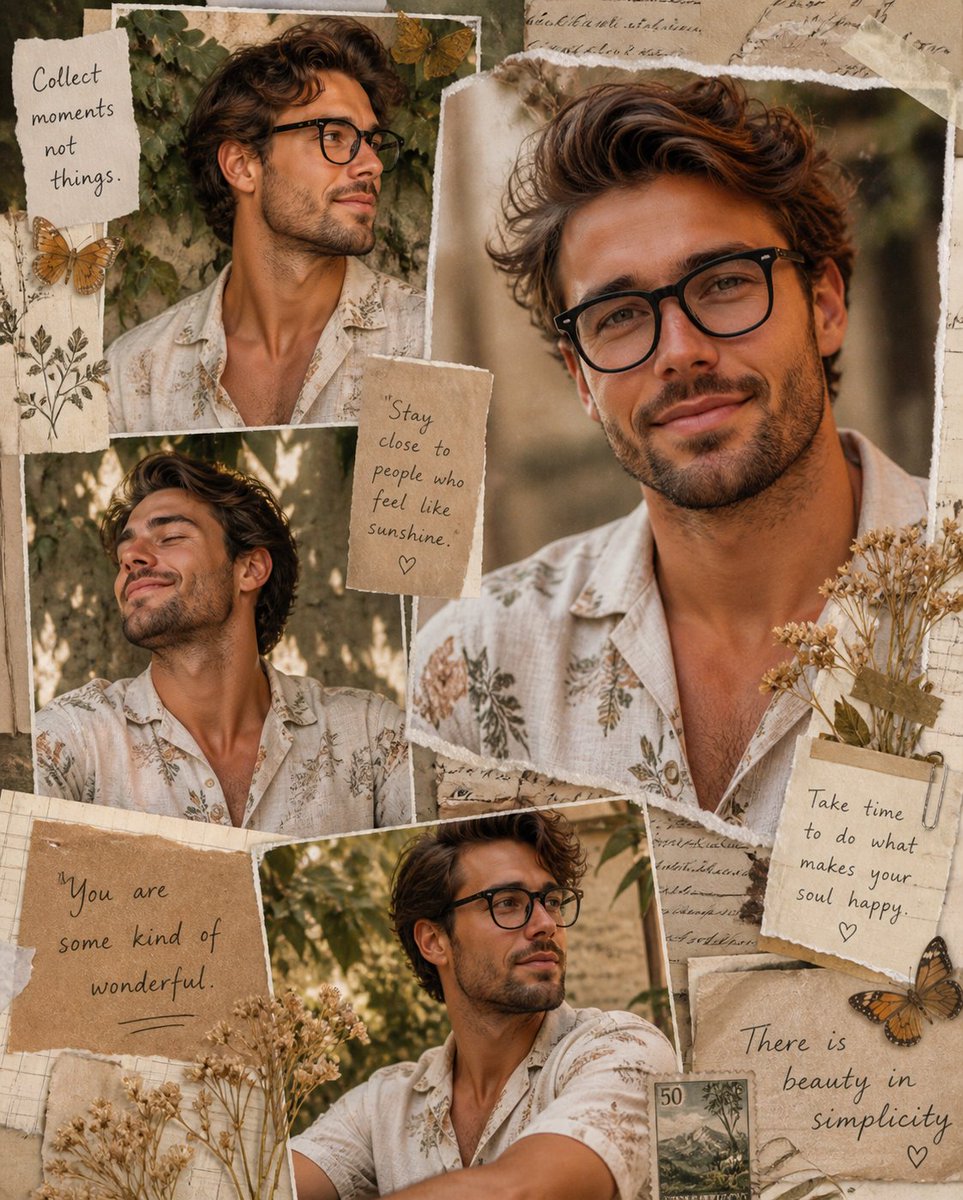 Vintage Scrapbook Aesthetic Collage - AI image template preview
