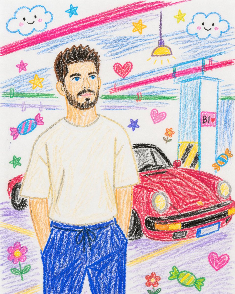 Childlike Crayon Drawing Re-creation - AI image template preview