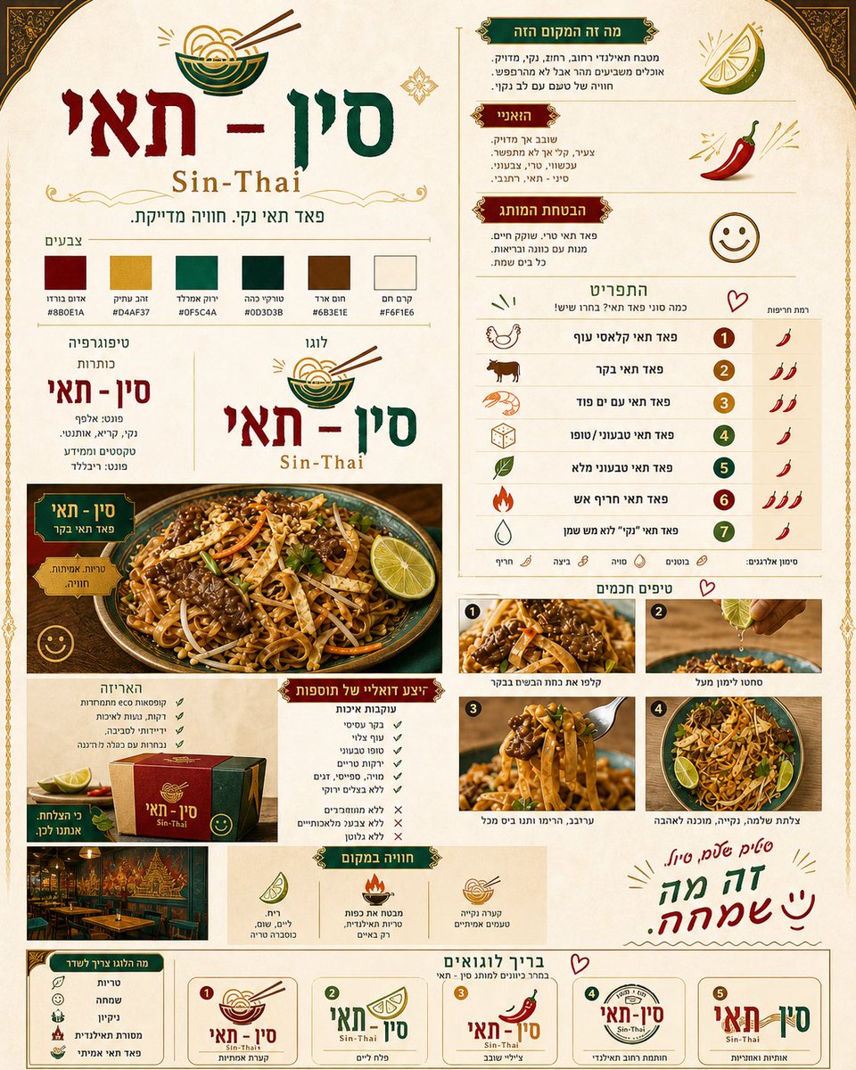 Thai Restaurant Brand Identity Document - AI image template preview