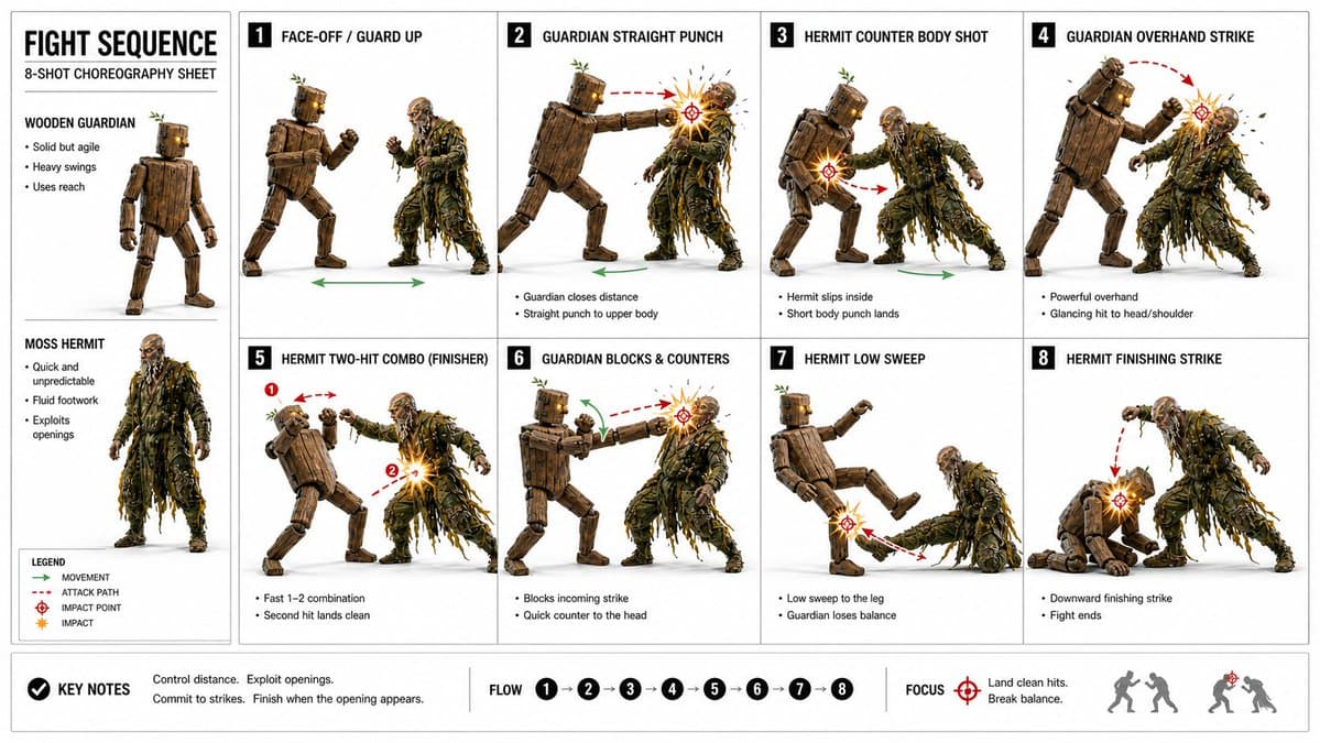 Action Storyboard Simplification - AI image template preview