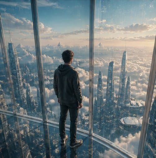 Futuristic Glass Skyscraper City - AI image template preview