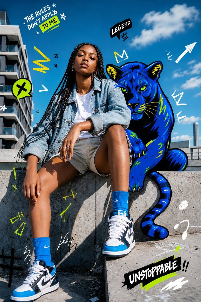 Street Fashion Panther Graffiti - AI image template preview