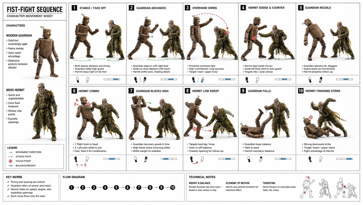 Fist-Fight Character Motion Sheet - AI image template preview