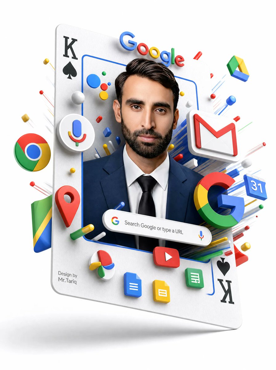 Floating Google Services Portrait Poster - AI image template preview