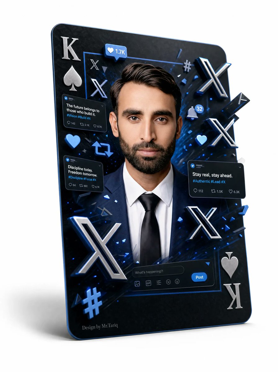 3D X Social Media Playing Card Poster - AI image template preview