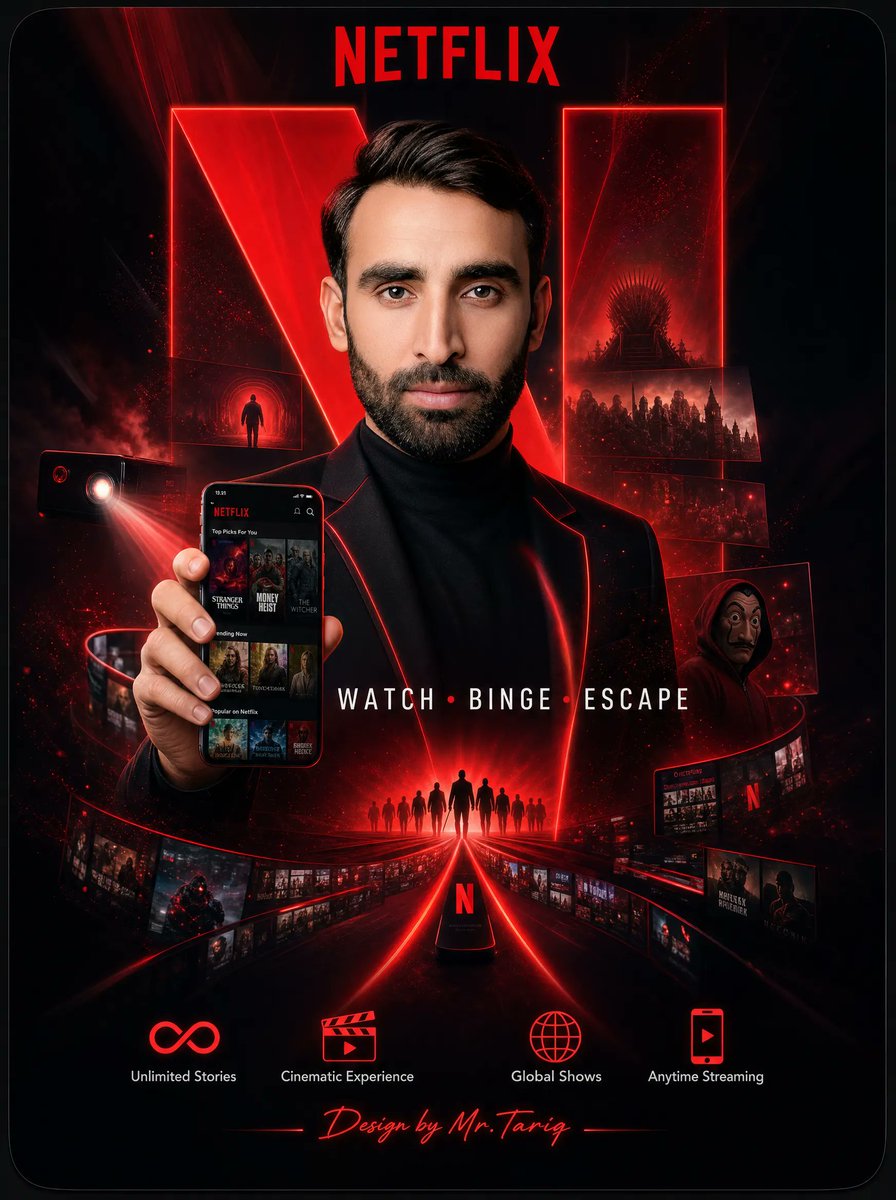 Netflix Neon Streaming Poster - AI image template preview