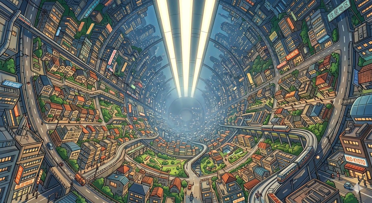 Enclosed O'Neill Cylinder City - AI image template preview