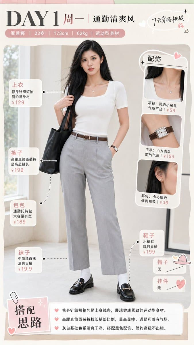 Monday Commuter Outfit Infographic - AI image template preview