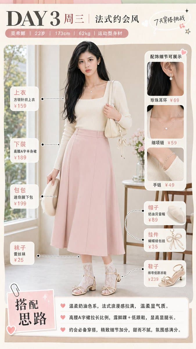 French Date Outfit Infographic - AI image template preview