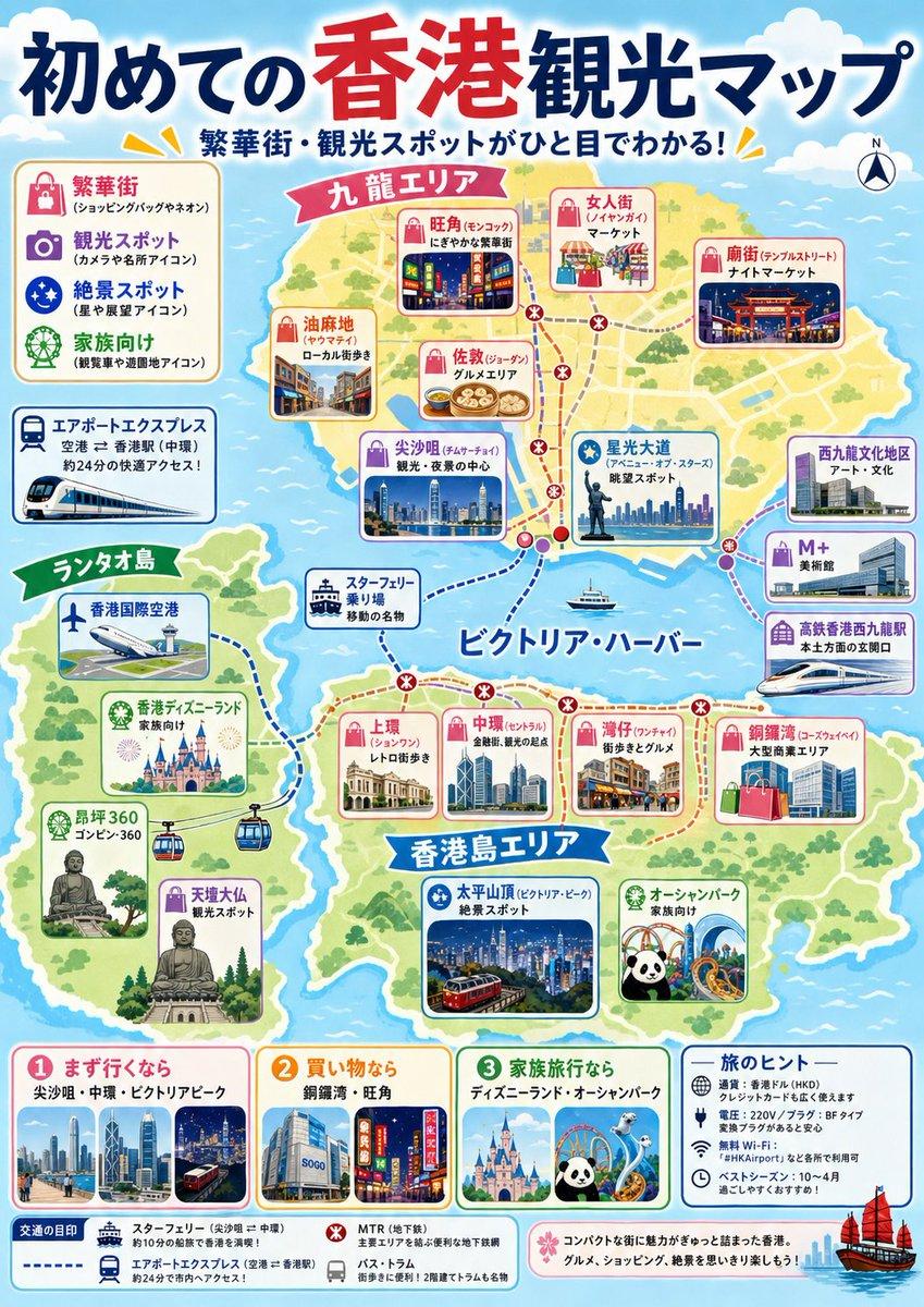 Japanese Hong Kong Tourist Map - AI image template preview