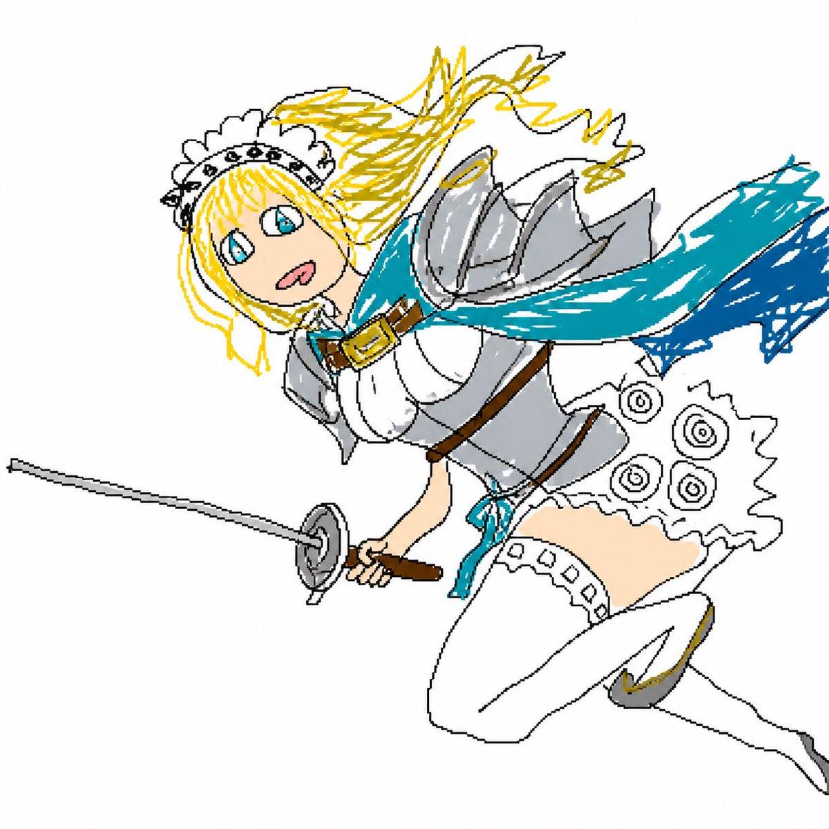 Flying Maid Knight Doodle - AI image template preview