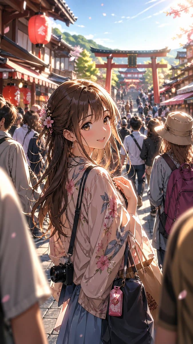 Anime Shrine Street Portrait - AI image template preview