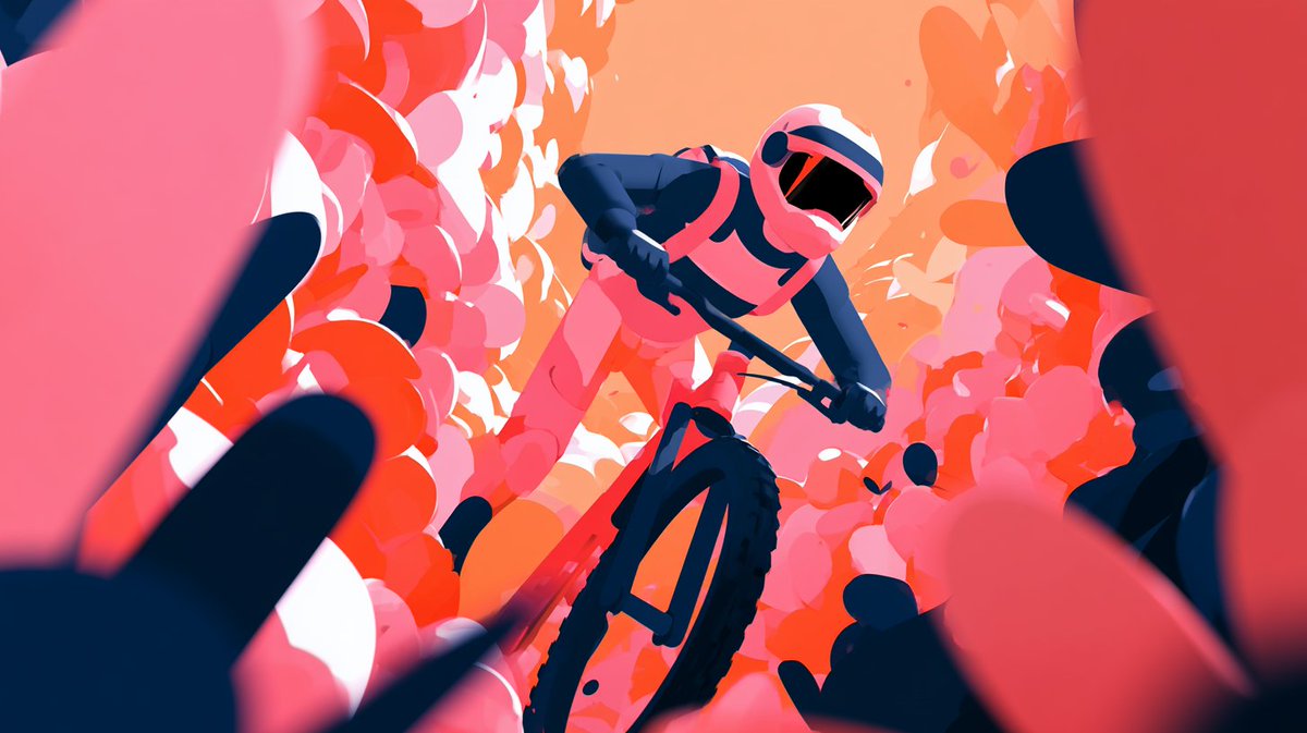 Cinematic Floral Mountain Biker - AI image template preview
