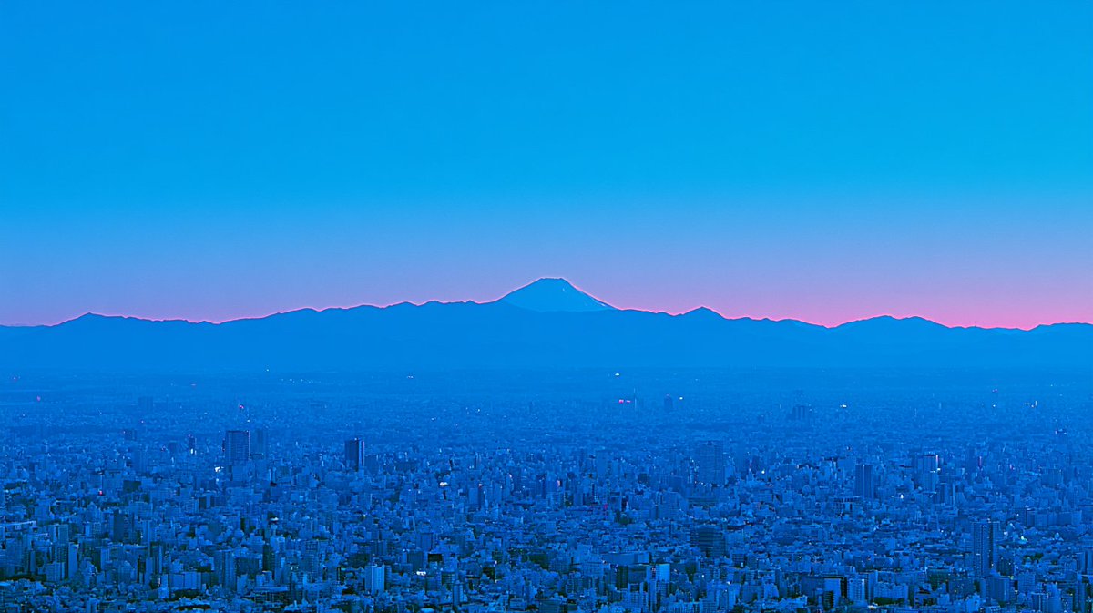 Blue Hour Tokyo Skyline with Mount Fuji - AI image template preview