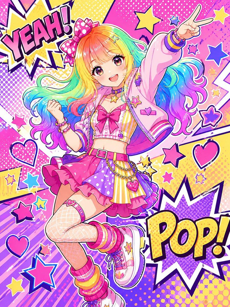 Rainbow Pop Idol Manga Transformation - AI image template preview