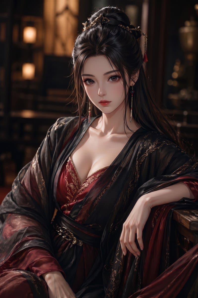 Elegant Wuxia Noblewoman Portrait - AI image template preview