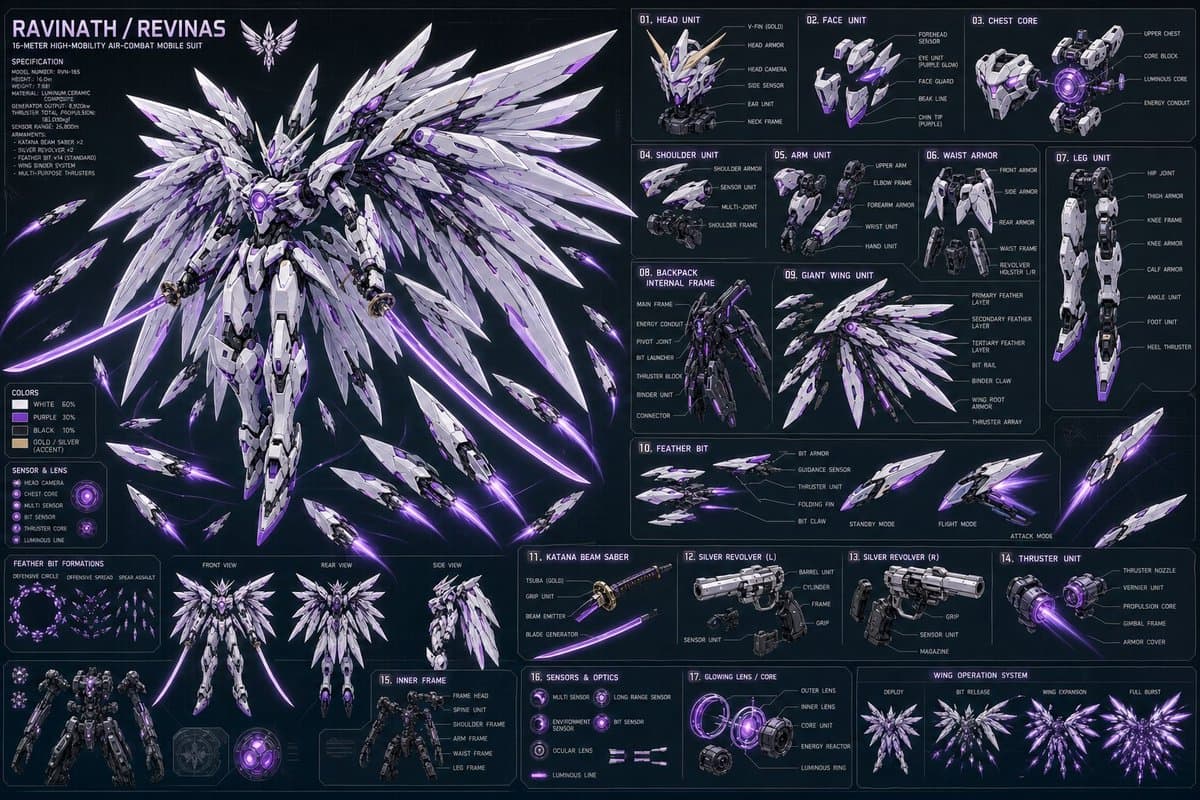 Ravinath Revinas Mecha Spec Sheet - AI image template preview
