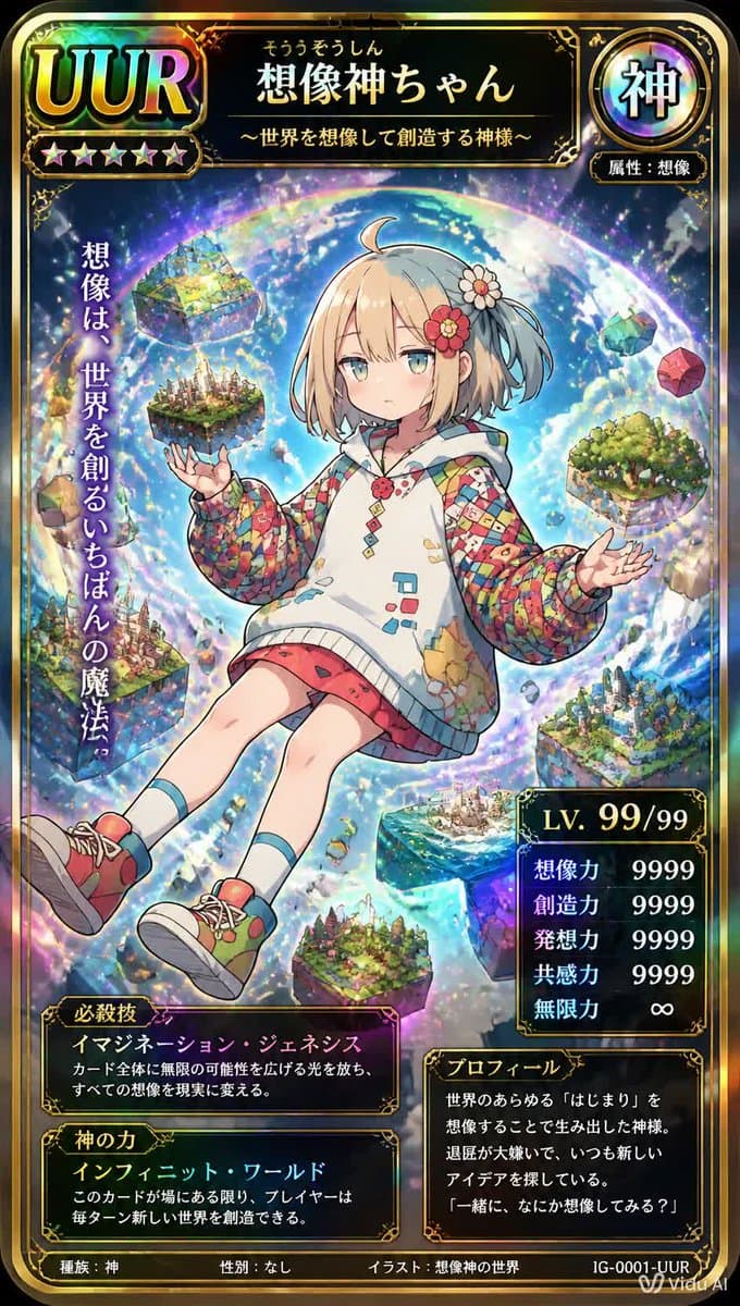 Ultra Rare Imagination God TCG Card - AI image template preview