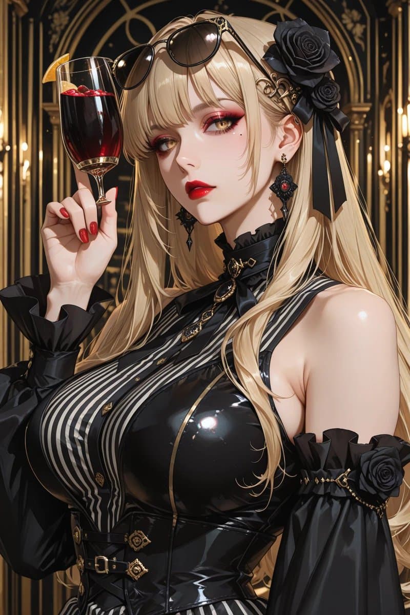Gothic Blonde Wine Portrait preview
