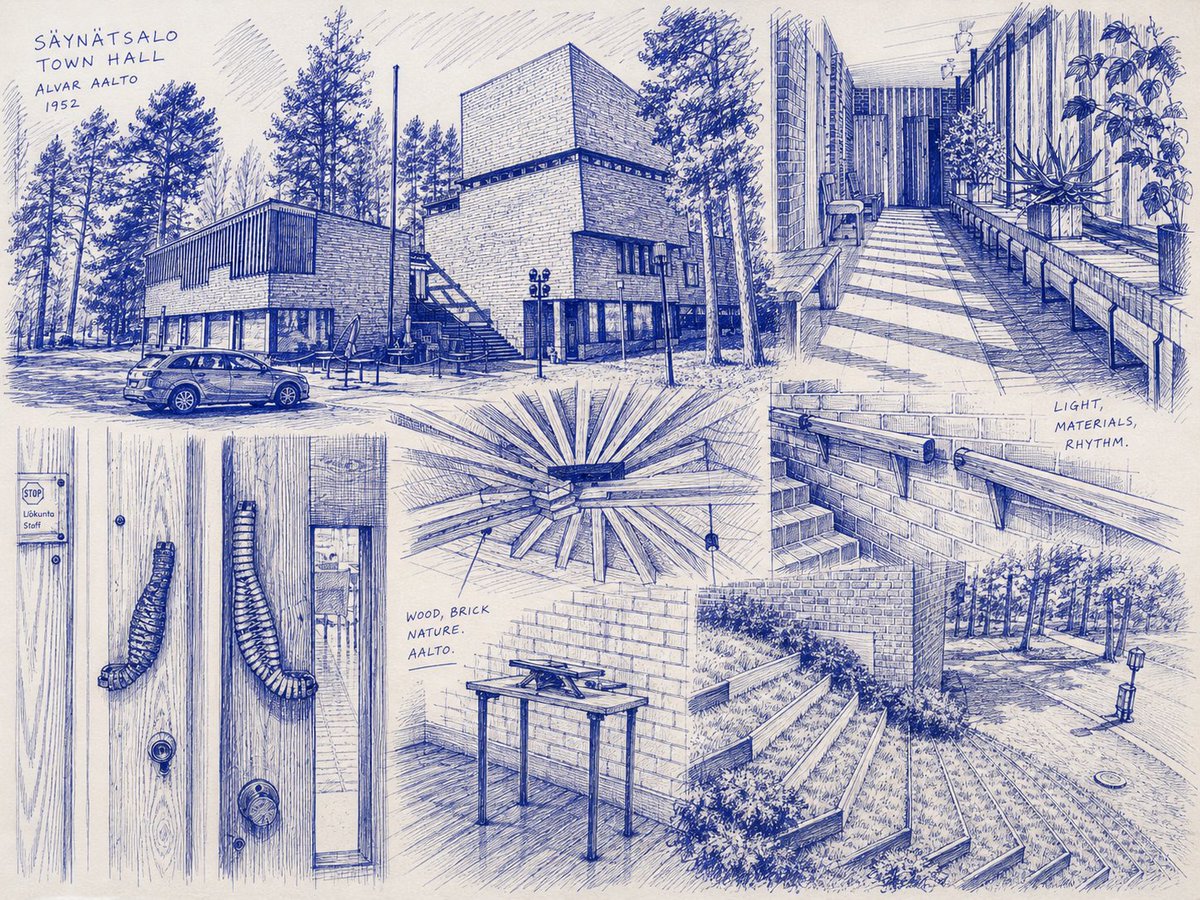 Säynätsalo Town Hall Sketchbook - AI image template preview