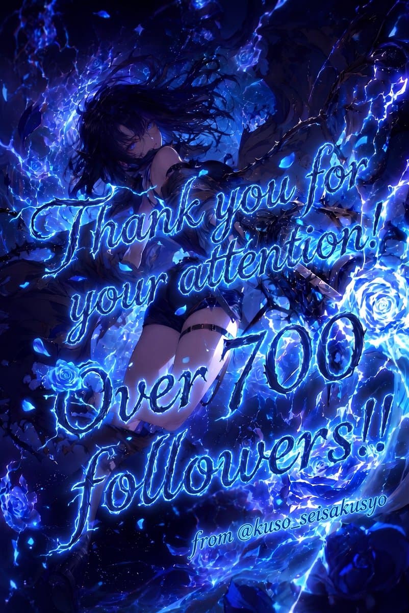Electric Blue 700 Followers Anime Poster - AI image template preview