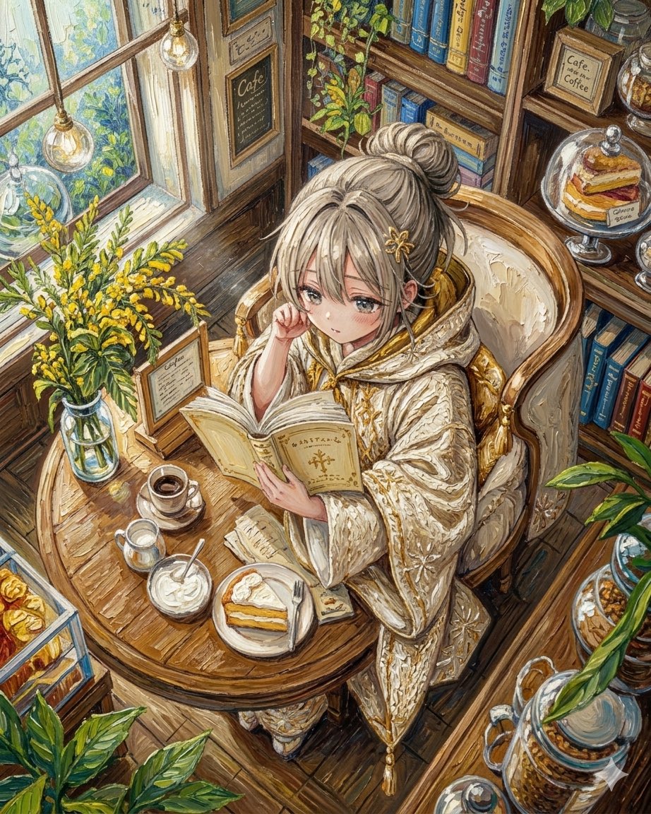 Watercolor Anime Café Colorization - AI image template preview