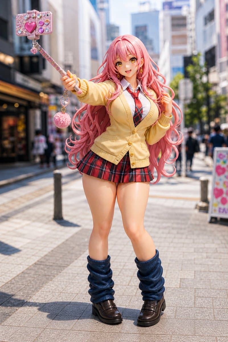 Pink Gyaru Figurine Street Photo preview