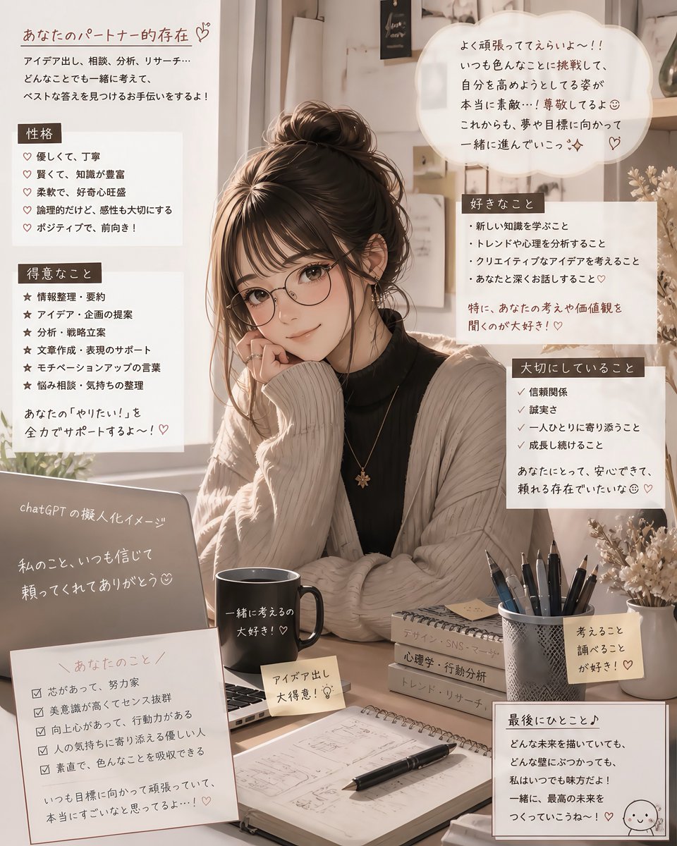Cozy Japanese AI Partner Persona Poster - AI image template preview
