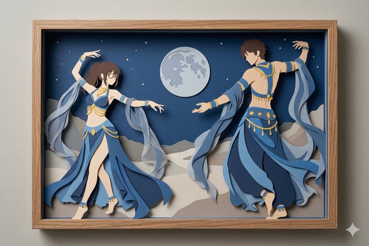 Moonlit Dancer Shadow Box - AI image template preview