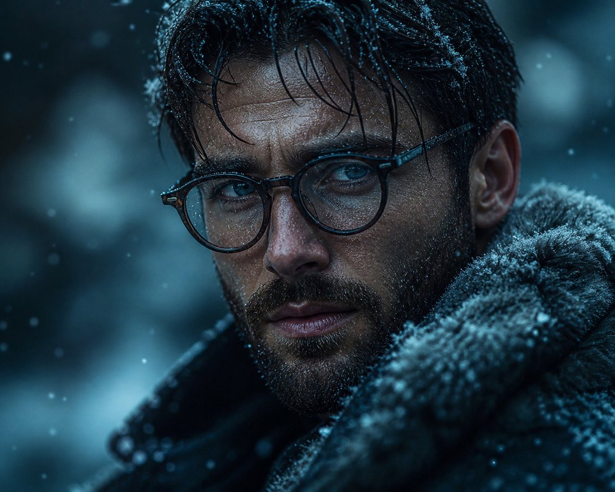 Cinematic Winter Portrait - AI image template preview