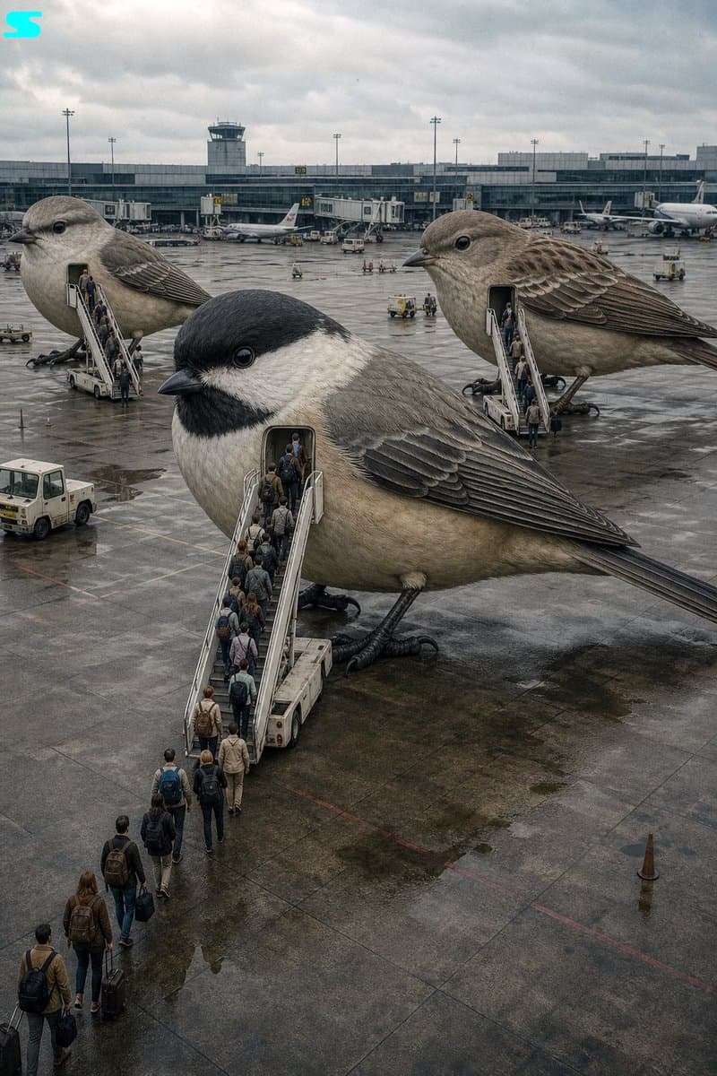 Surreal Giant Bird Aircraft - AI image template preview