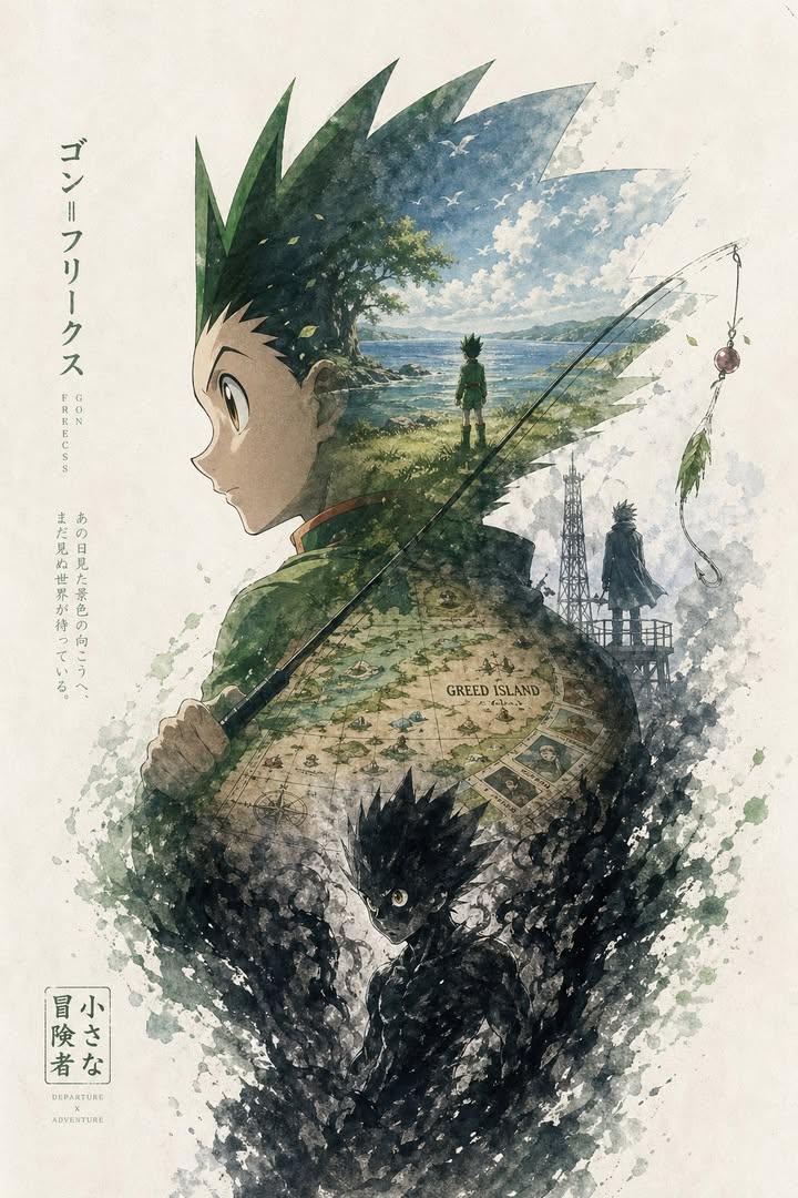 Anime Silhouette Narrative Poster - AI image template preview