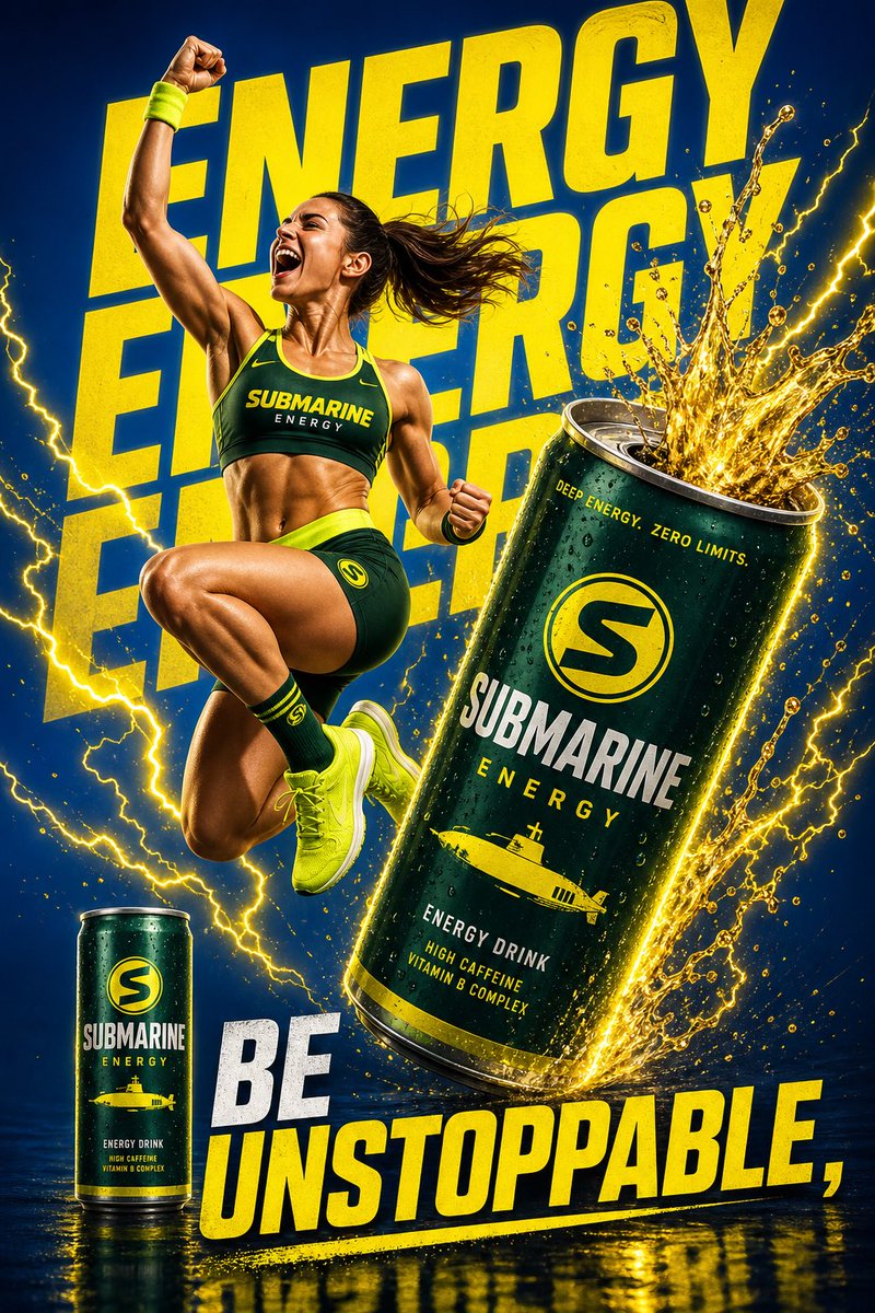 Dynamic Energy Drink Ad - AI image template preview