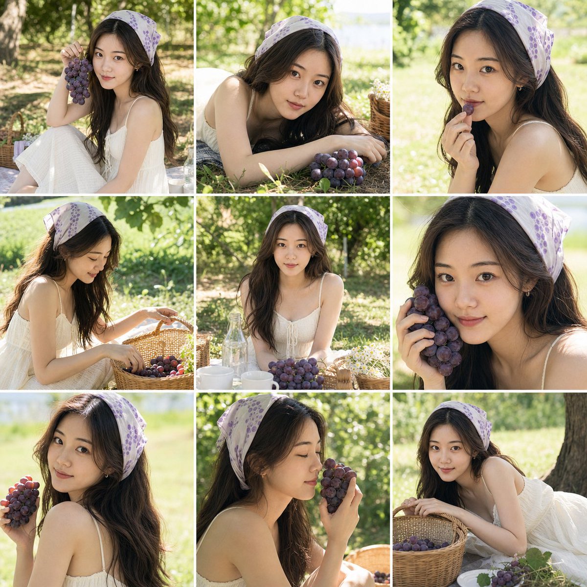 Summer Grape Girl Photo Series - AI image template preview