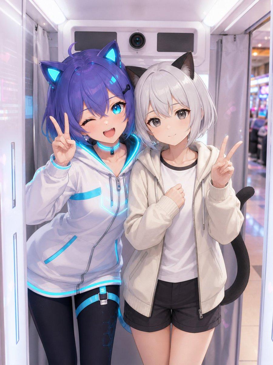 Anime Characters in Real Purikura Booth - AI image template preview