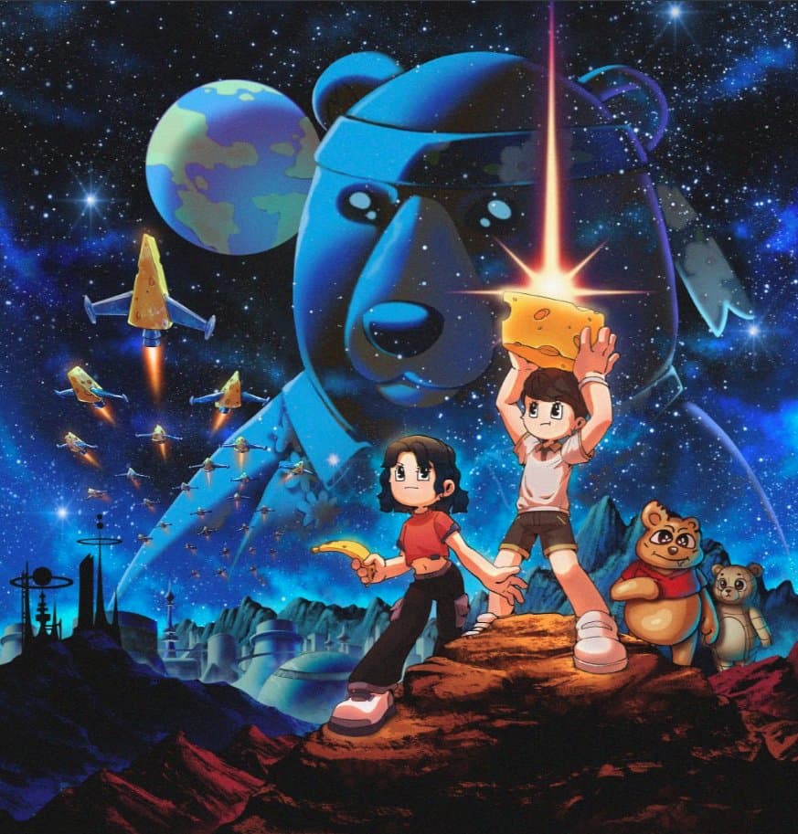 Retro Anime Space Adventure Poster - AI image template preview