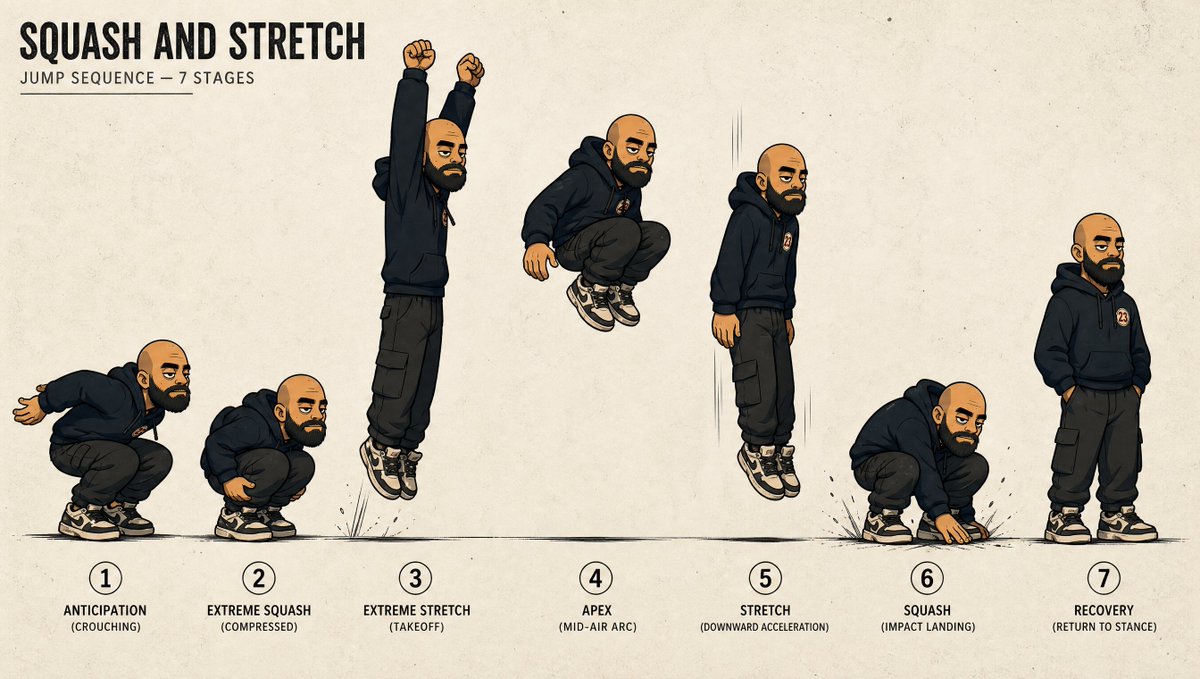 Squash and Stretch Jump Sheet - AI image template preview