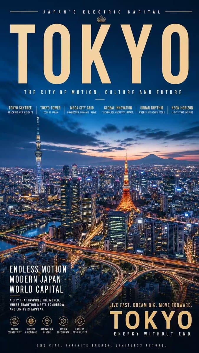Tokyo Electric Capital Poster - AI image template preview