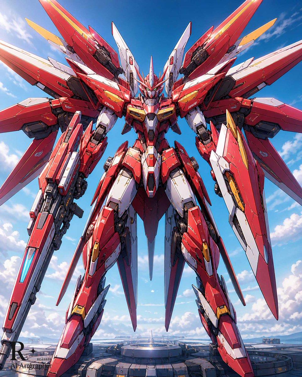 Crimson Winged Giant Mecha - AI image template preview