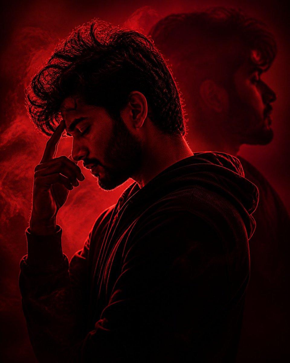 Crimson Moody Double Exposure Portrait - AI image template preview