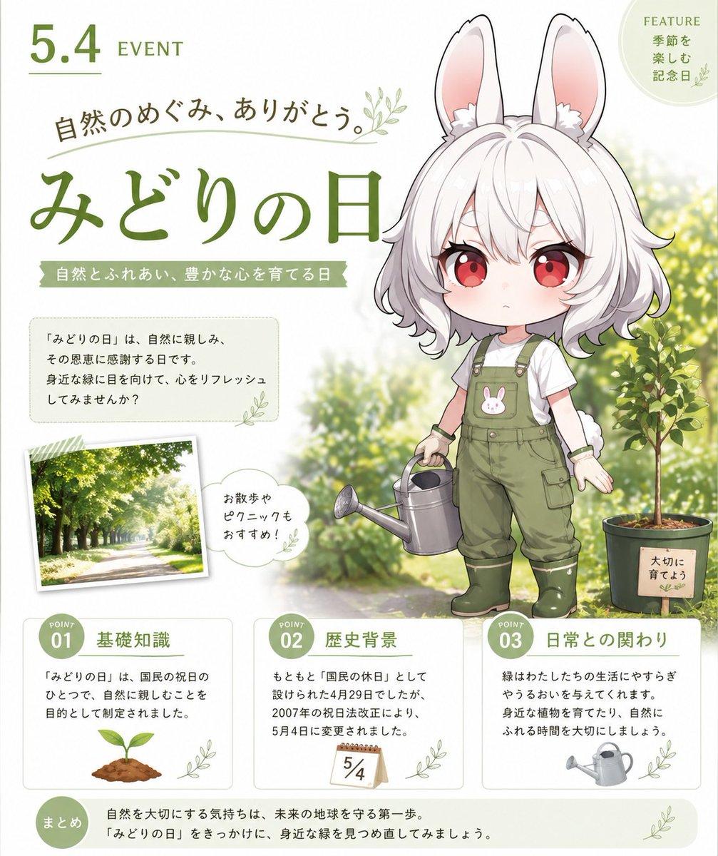 Greenery Day Chibi Infographic - AI image template preview