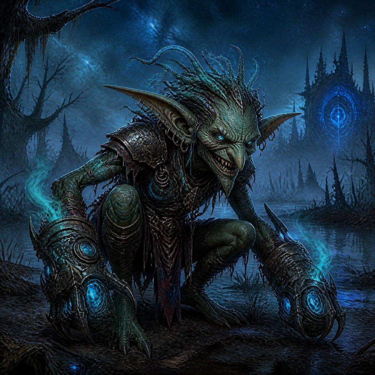 Dark Goblin Shaman in Haunted Swamp - AI image template preview