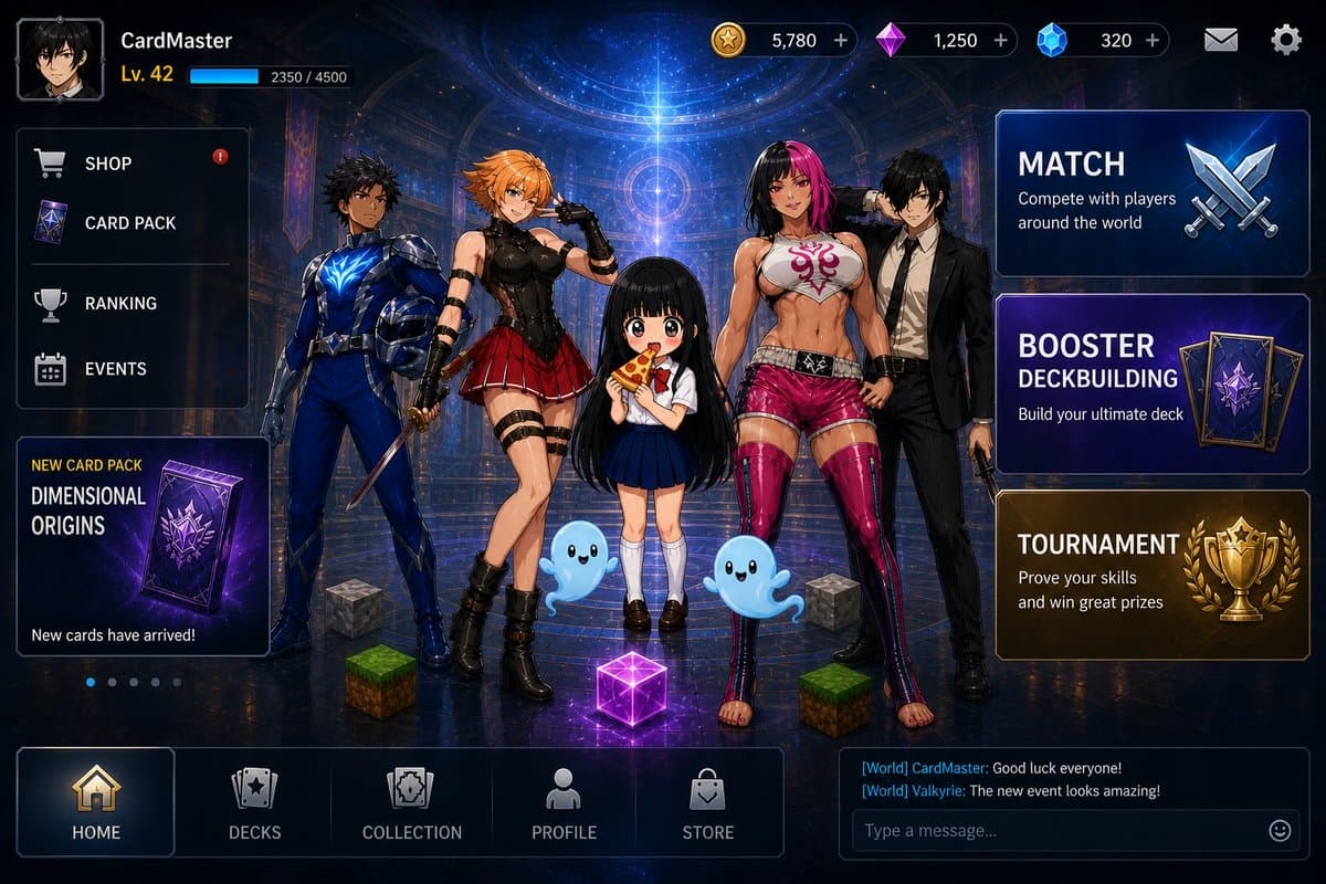 Anime Card Game Lobby UI preview